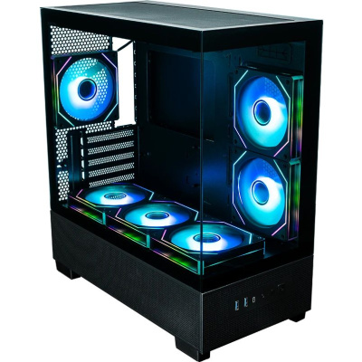 ������ XASTRA Q500M 6ARGB-C10-UC Black mATX/Aquarium/Screewless/ 6x120mm ARGB PWM FM fans/Argb+PWM HUB 10port/ Type-C/ Q500M-6FM12A-C10-UC