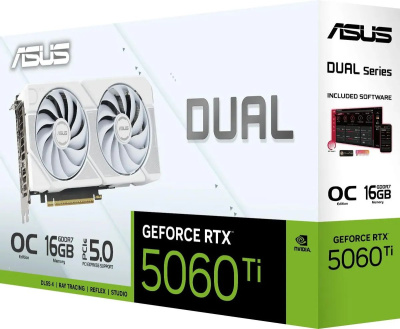 ���������� Asus NVIDIA GeForce RTX 5060 TI Dual White OC 16Gb, GDDR7, DUAL-RTX5060TI-O16G-WHITE Ret