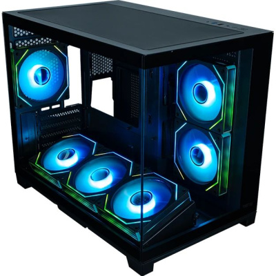 ������ XASTRA QW500M 6ARGB-C10-UC Black mATX/Aquarium/Screewless/ 6x120mm ARGB PWM FM fans/Argb+PWM HUB 10port/Type-C/ QW500M-6FM12A-C10-UC