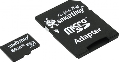 ����� ������ 64Gb MicroSD SmartBuy Class 10 + adapter (SB64GBSDCL10-01)