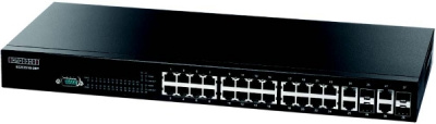 ���������� 24-Port 10/100BASE-TX + 4 Combo G (RJ-45/SFP), 1 RS-232 console port management, Fanless Design L2 Fast Ethernet Switch Edge-corE 5