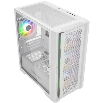 ������ Powercase ByteFlow Micro White, Tempered Glass, 4� 120mm ARGB fans, ARGB HUB, �����, mATX  (CAMBFW-A4)