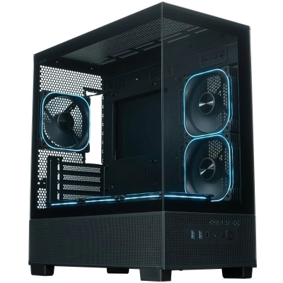 ������ XASTRA Q500M 6ARGB-FG-C10-UC Black mATX/Aquarium/Screewless/ 6x120mm ARGB PWM FG fans/Argb+PWM HUB 10port/ Type-C/ Q500M-6FG12A-C10-UC