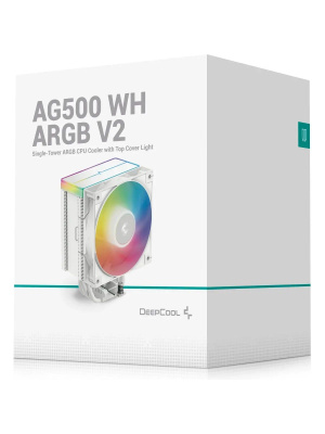 ����� DEEPCOOL AG500 WH ARGB V2 LGA1700/1200/115X/AM5/AM4 (TDP 240W, PWM, ARGB Fan 120mm, 5 ����. ������, �����) RET