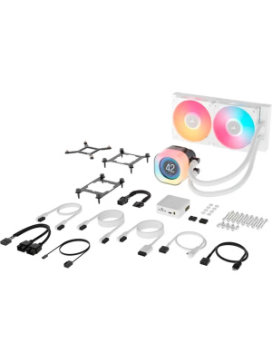 ������� ����������� ���������� Corsair iCUE LINK TITAN 240 RX LCD (240mm, White, RGB/ Fans: 2x120mm, 73.5CFM, 36dBA, 2100RPM/ S: 1851, 1700, AM5, AM4)