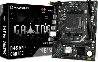 ����������� ����� Maxsun B450M GAMING WIFI, Socket AM4, AMD B450, mATX, Ret