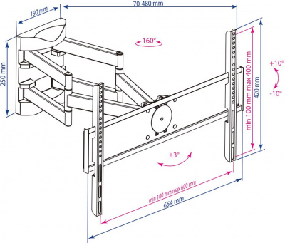 ��������� Kromax ATLANTIS-55 ������ 26"-65" max.45�� VESA 600x400 ���������-��������� � ���������