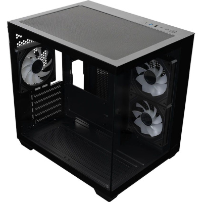 ������ XASTRA QW400M 3ARGB-C6-AC Black mATX/Aquarium/Screewless/3x120mm ARGB PWM FM fans/Argb+PWM HUB 6port/Type-C+USB3.0 (1 USB3.0 ������)/ QW400M-3FM12A-C6-AC