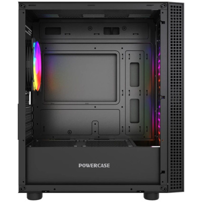 ������ Powercase Mistral Micro EM18, Tempered Glass, 2x140mm + 1�120mm ARGB PWM fan, ������, mATX  (CMMEM18B-A3)