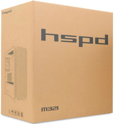������ �� ��� ����� ������� HSPD M321, Mesh Mini-tower, Black, M321-TGBK-ARGB