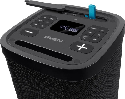 ��������� ������� 2.0 SVEN PS-950 ������ (2x80 W, IPx4, mini Jack, 2 � 6.35 �� Jack, USB, NFC, Bluetooth, FM, micro SD, ���, 2 x 4400 �A, LED ���������)