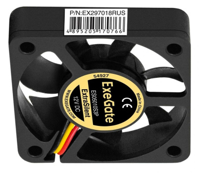 Exegate EX297018RUS ���������� 12� DC ExeGate ExtraSilent ES05010S3P (50x50x10 ��, Sleeve bearing (��������� ����������), 3pin, 5000RPM, 28dBA)