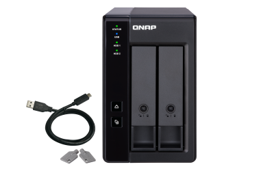       channel QNAP DAS TR-002 2-Bay 2.5/3.5 SATA  Type-C USB 3.1 Gen 1 (5 Gb/s ) Direct Attached Storage with Hardware RAID