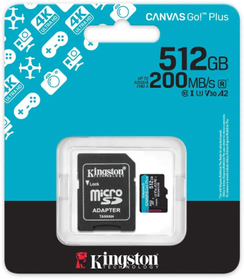 ���� ����� microSDXC 512GB Kingston SDCG4/512GB Canvas Go! Plus V10 A2 + adapter