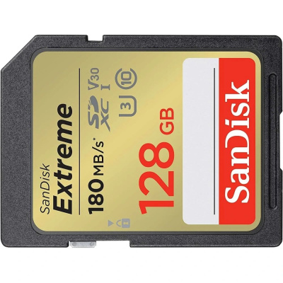���� ����� SD 128GB SanDisk SDXC Class 10 V30 UHS-I U3 Extreme 180MB/s