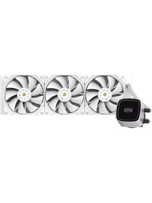 ������� ���������� PCCooler DE360 WH (310W, 360mm, White, ARGB Pump/ Fans: 3x120mm, 71.86CFM, 33.8dBA, 1850RPM/ Pump height 55mm, 28dBA, 3200RPM, Rad thickness 27mm/ S: 1851, 1700, 1200, 20XX, 115X, AM5, AM4)