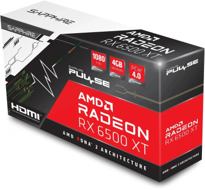 ���������� Sapphire PCI-E 4.0 11314-07-20G RX 6500XT Gaming OC Pulse AMD Radeon RX 6500XT 4Gb 64bit GDDR6 2685/18000 HDMIx1 DPx1 HDCP Ret