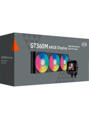 ������� ���������� PCCooler GT360M ARGB Display BK (300W, 360mm, LED temp., Black, ARGB/ Fans: 3x120mm, 75.8CFM, 33.7dBA, 2200RPM/ Pump height 85mm, 15dBA, 2600RPM, Rad thickness 27mm/ S: 1851, 1700, 1200, 115X, AM5, AM4)