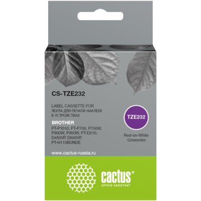   Cactus CS-TZE232 TZe-232   Brother PT-P1010, PT-P700, P750W, P900W, P950